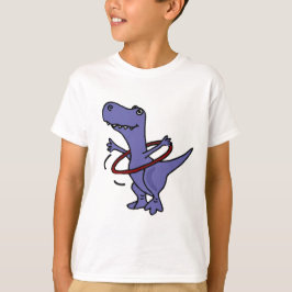 T-shirts XX- dinossauro engraçado de T-rex usando a aro de