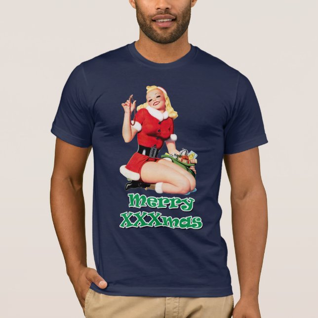 T-shirts XXXmas alegre: Menina engraçada do Pinup do (Frente)