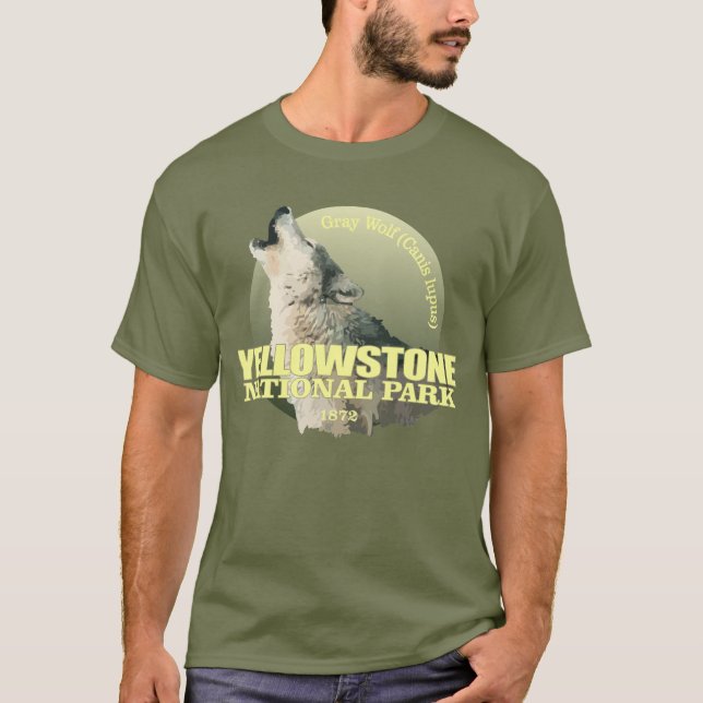 T-shirts Yellowstone NP (Lobo Cinza) WT (Frente)