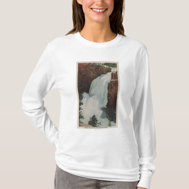T-shirts Yellowstone, WYView de quedas de Yellowstone River (Frente)