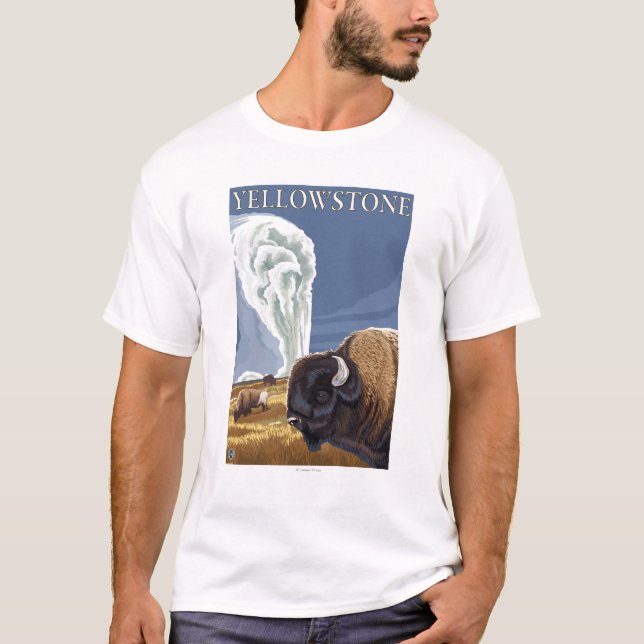 T-shirts YellowstoneBison com fiel velho (Frente)
