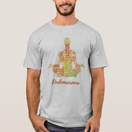 T-shirts Yoga Lotus Pose em tons de laranja e verde