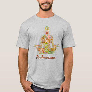 T-shirts Yoga Lotus Pose em tons de laranja e verde