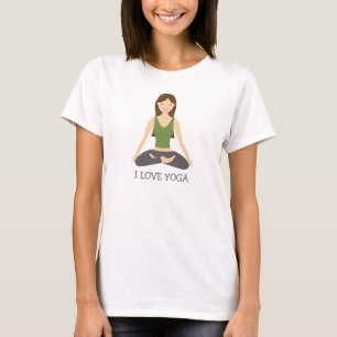 T-shirts Yoga Mulher Em Lotus Pose E Eu Adoro Texto Yoga