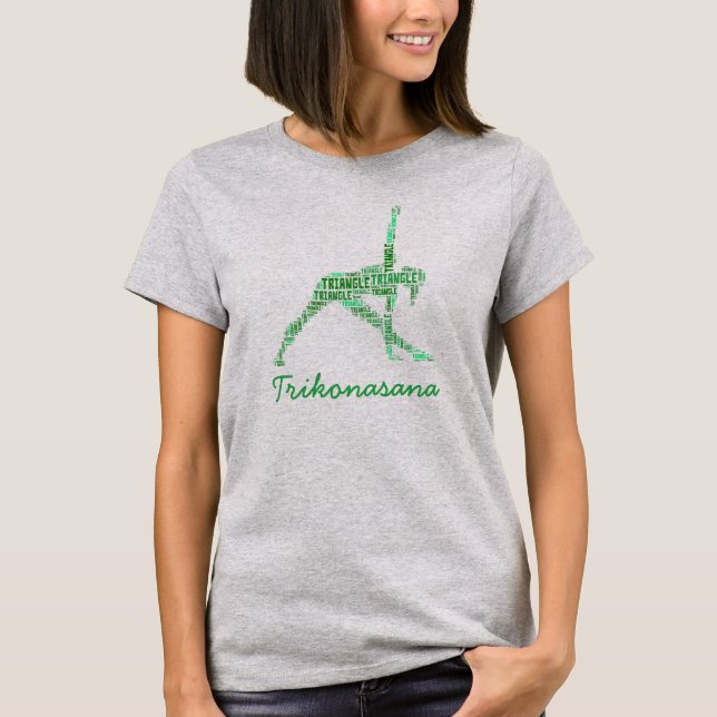 T-shirts Yoga Triangle Pose Trikonasana em Verdes (Frente)
