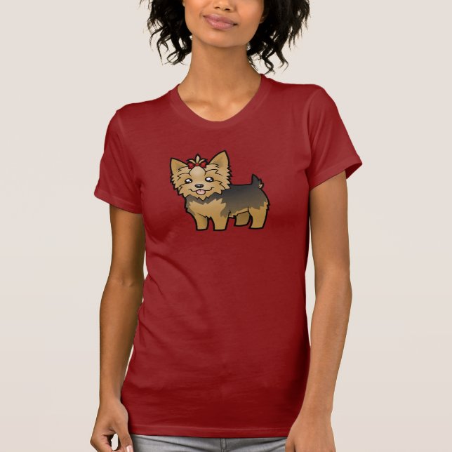 T-shirts Yorkshire terrier dos desenhos animados (cabelo (Frente)