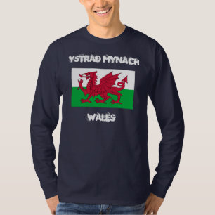 T-shirts Ystrad Mynach, Wales com bandeira de Galês