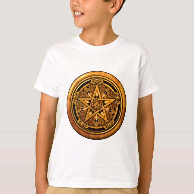 T-shirts Zazzle - pentacle-noback Dourado masculino (Frente)