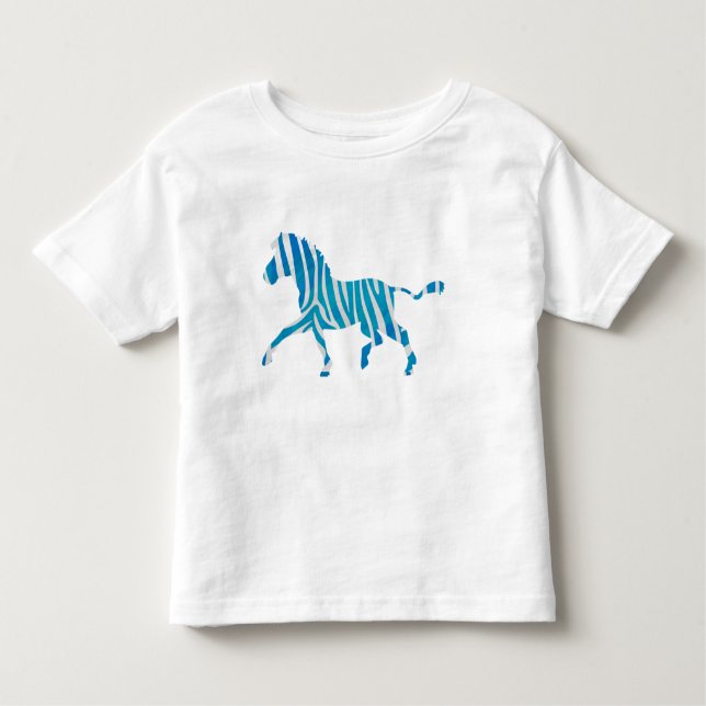 T-shirts Zebra Blue e White Silhouette (Frente)