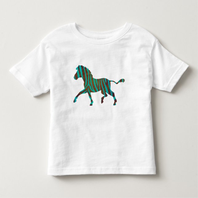 T-shirts Zebra Brown e Teal Impressão (Frente)