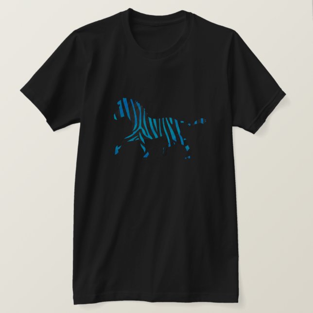 T-shirts Zebra Silhueta Negra e Azul (Frente do Design)