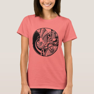 T-shirts Zendala abstrato preto e branco no círculo