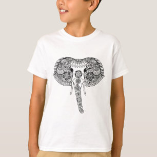 T-shirts Zentangle inspirou o elefante indiano