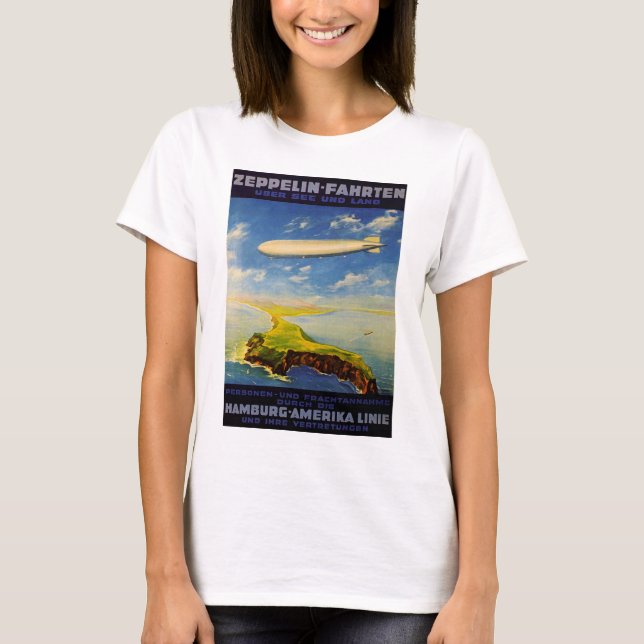T-shirts Zeppelin Trips ~ Over Sea and Land (Frente)