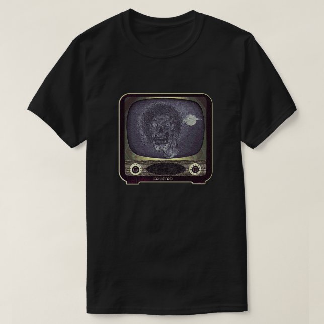 T-shirts Zombie na TV - Dourado (Frente do Design)