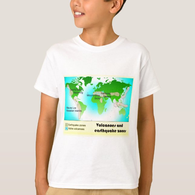 T-shirts Zonas da ciência, da geografia, dos vulcões e de (Frente)