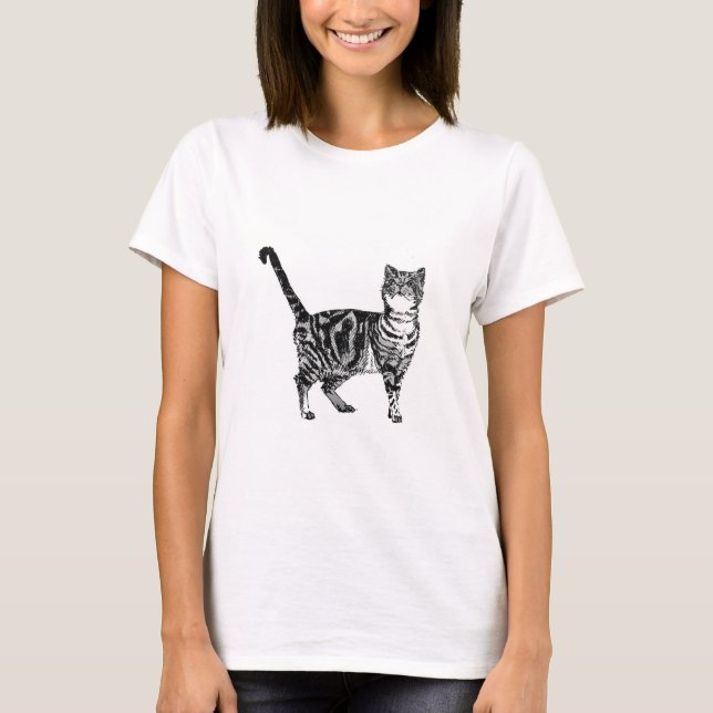 Tabby Cat cats bichos de estimação lindos T-Shirt (Frente)