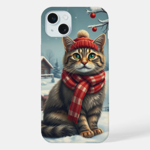 Tabby Cat em Preppy Winter Attyre and Hat
