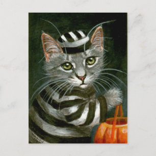 Tabby Cat Halloween Cartão postal