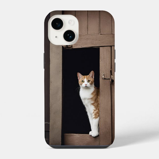 Tabby Cat na Porta Sombreada (Verso)