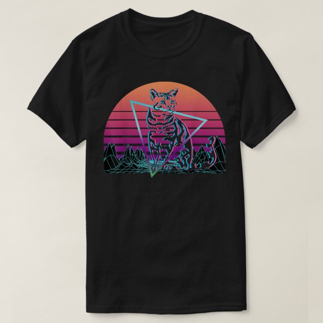 Tabby Cat Retro T-Shirt (Frente do Design)