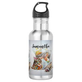 Tabby Cat Watercolor Art Cat Gats Água Garrafa