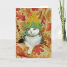 Tabby e gato branco Cartão de Ação de Graças ou Qu