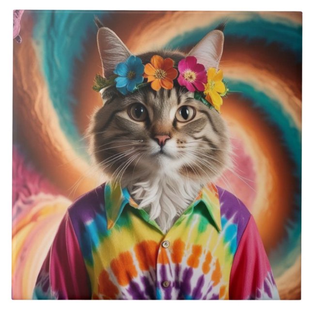 Tabby Flower Child Decortion Azulejo (Frente)