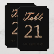 Tabela número 21 Cartão Elegante Dourado Preto