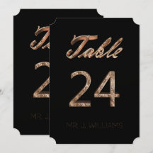 Tabela número 24 Cartão de Escolta Elegante Dourad