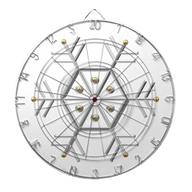 Tabla Dardos 1 prata e floco de neve Dourado 3-D (Frente)