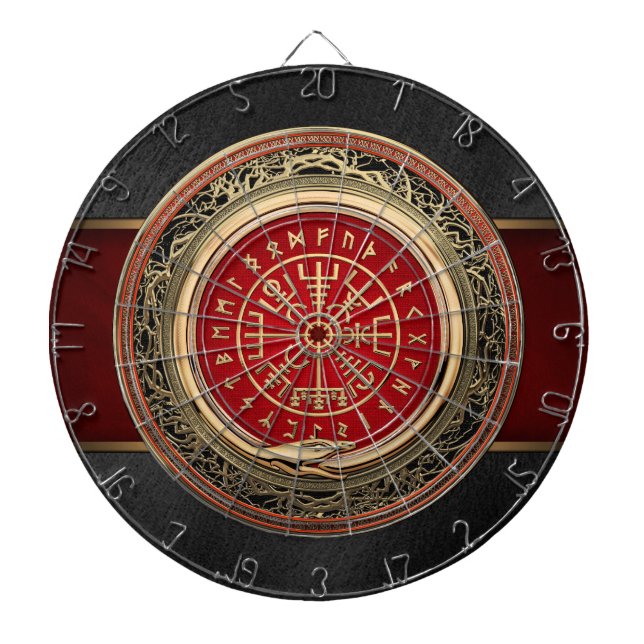 Tabla Dardos [200] Compasso Runic mágico Dourado de Vegvisir - (Frente)