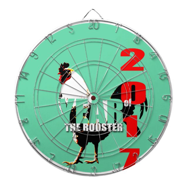 Tabla Dardos 2017 Rooster Year in Green Circle Dartboard (Frente)