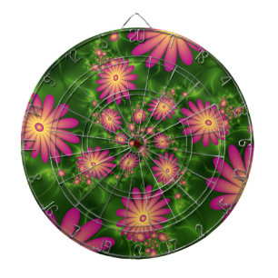 Tabla Dardos A fantasia cor-de-rosa floresce a arte abstrata