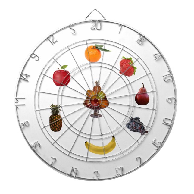 Tabla Dardos Abacaxi, Laranja, Pêra, Maçã, Uvas Frutas (Frente)