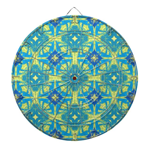 Tabla Dardos Abstrato azul e amarelo (Frente)
