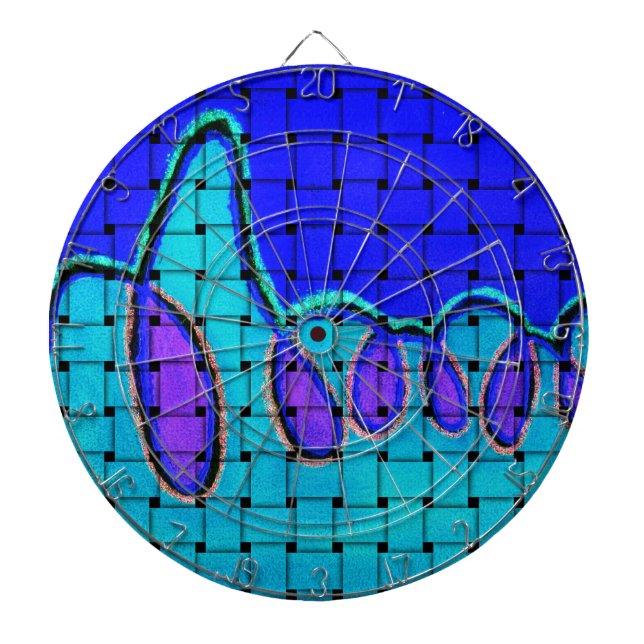 Tabla Dardos Abstrato azul francês com textura tecida (Frente)