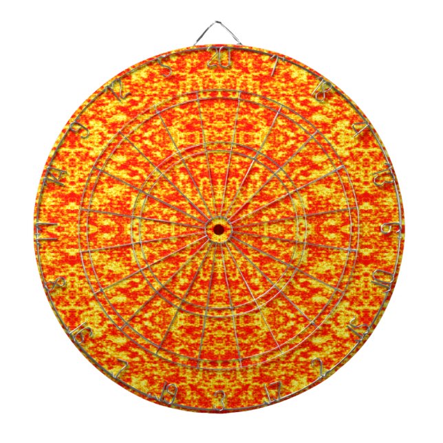 Tabla Dardos Abstrato Fractal Em Vermelho E Laranja (Frente)