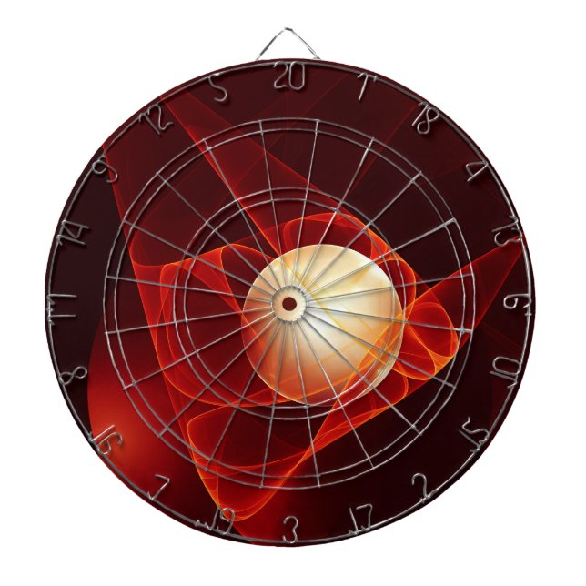 Tabla Dardos Abstrato Modern Red Cream Fantasy Arte Fractal (Frente)