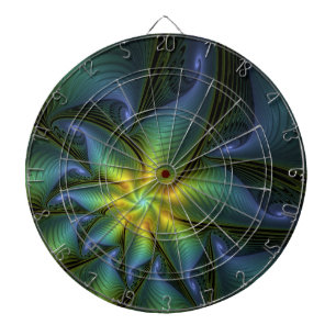 Tabla Dardos Abstrato Star, Ouro Verde brilhante Arte Fractal