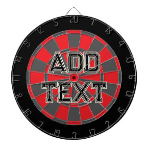 Tabla Dardos Adicione seu texto em vermelho, Cinza de carvão e 