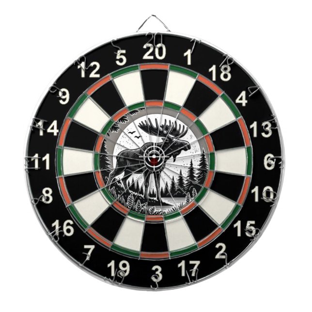 Tabla Dardos Alce-Amarrado na Floresta Bullseye (Frente)