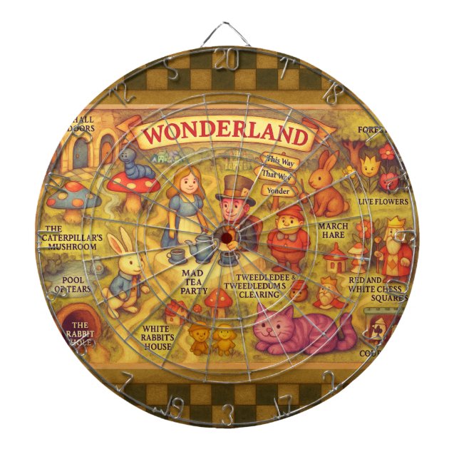 Tabla Dardos Alice Whimsical Map no País das Maravilhas (Frente)