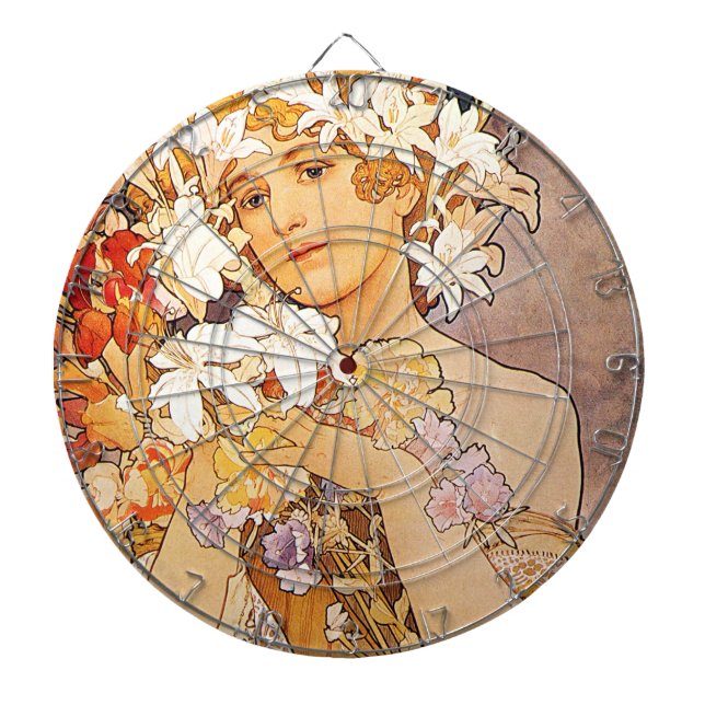 Tabla Dardos Alphonse Mucha Flower (Frente)