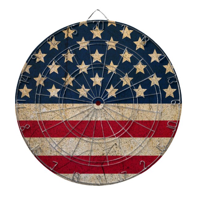 Tabla Dardos Alvo de Dardos com Bandeira Americana Grunge Vinta (Frente)