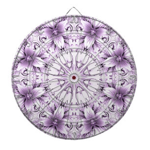 Tabla Dardos Alvo de Dardos com Flores Roxas Elegantes