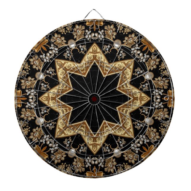 Tabla Dardos Alvo de Dardos Decorativo Dourado (Frente)