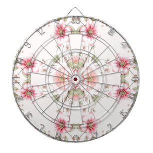 Tabla Dardos Alvo de Dardos Floral Branco Rosa Elegante