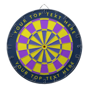Tabla Dardos Amarelo, lilás, azul com texto personalizado