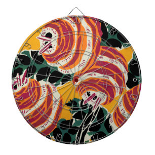 Tabla Dardos Amarelo Mostarda e Laranja Decoração Floral Art Dé